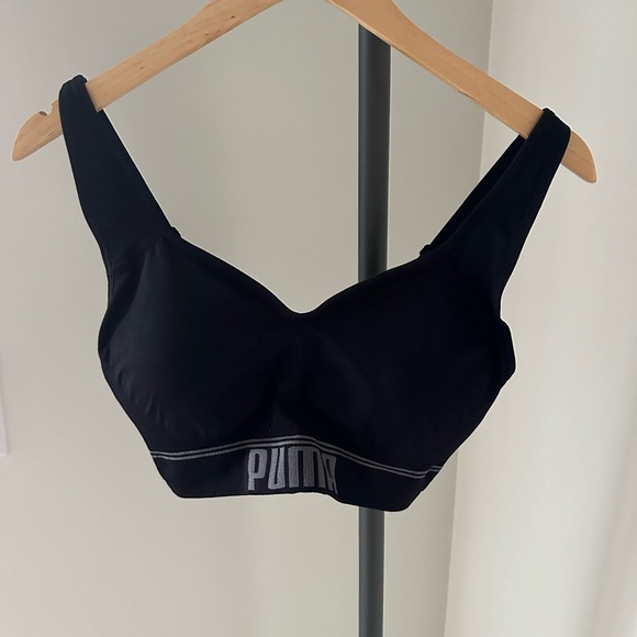 Puma Black Sports Bra with Wide Straps and Logo - Picture 1 of 7